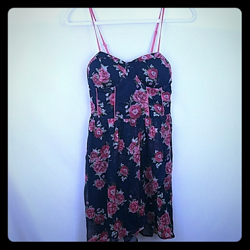 Band of Gypsies Navy Floral Strap Mini Dress